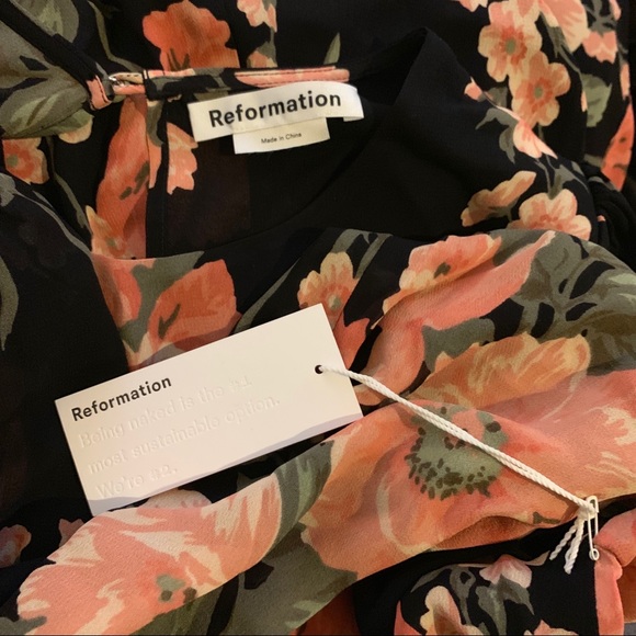 Reformation Luanne Dress Floral Black - Picture 6 of 7